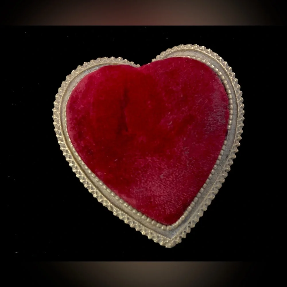 Vintage Florenza Art Nouveau Jewelry Casket Trinket Box | Velvet Pincushion Top